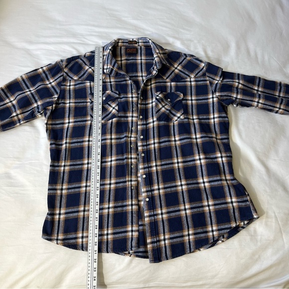 Plains Western Wear Blue Yellow Buffalo Plaid Check Shirt size 2XLT Tall Man - Picture 7 of 7